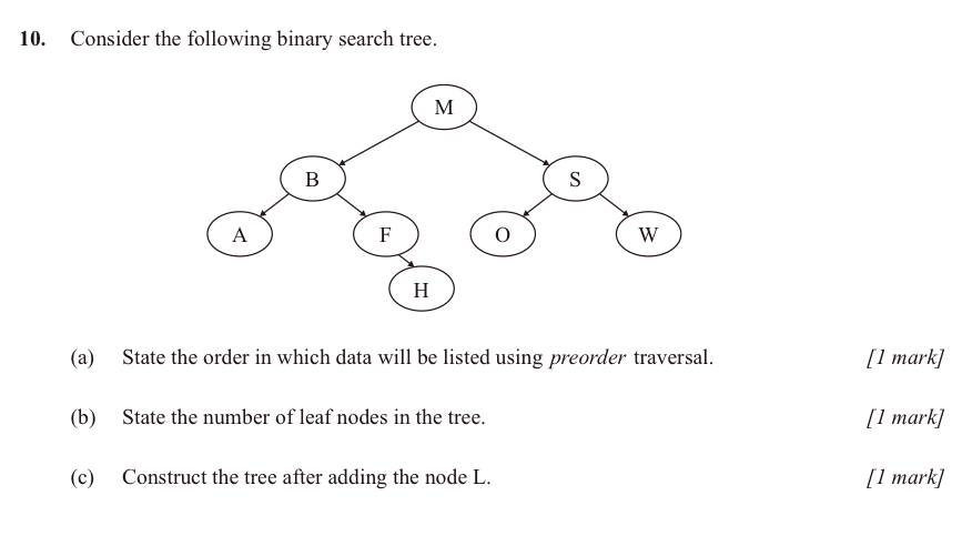sample paper question on binary trees